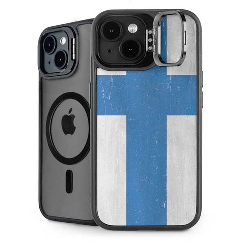 Finland Flag Distressed iPhone 14 Kickstand Case